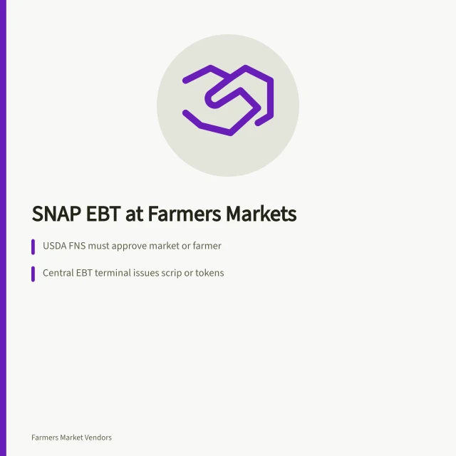 SNAP EBT card reader and tokens at a farmers market booth. How to Accept SNAP EBT at US Farmers Markets