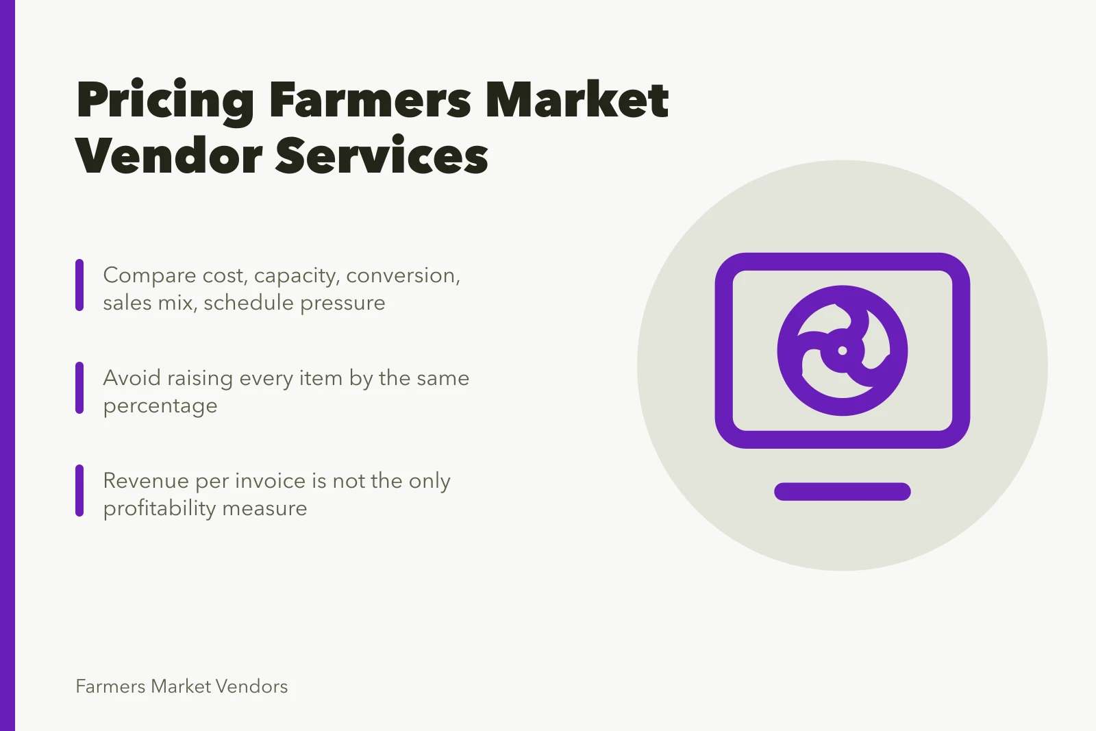 Card on pricing farmers market vendor services with cost and capacity checks. What should a farmers market vendor actually charge to stay profitable?