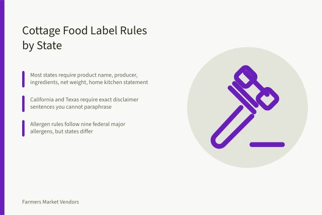 Cottage food label rules for farmers market vendors by state. How US Farmers Market Vendors Handle Cottage Food Labeling by State