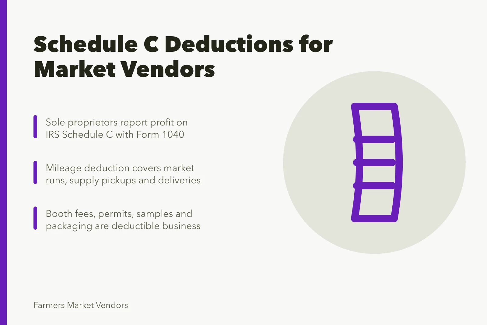 Tax form and calculator for farmers market vendor deductions. Tax deductions for US farmers market vendors under IRS Schedule C
